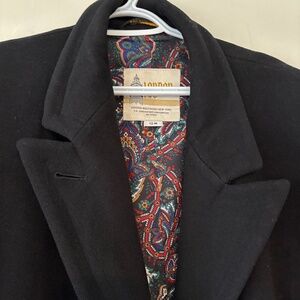 London Fog ladies size 12 black pure virgin wool coat classic double breasted